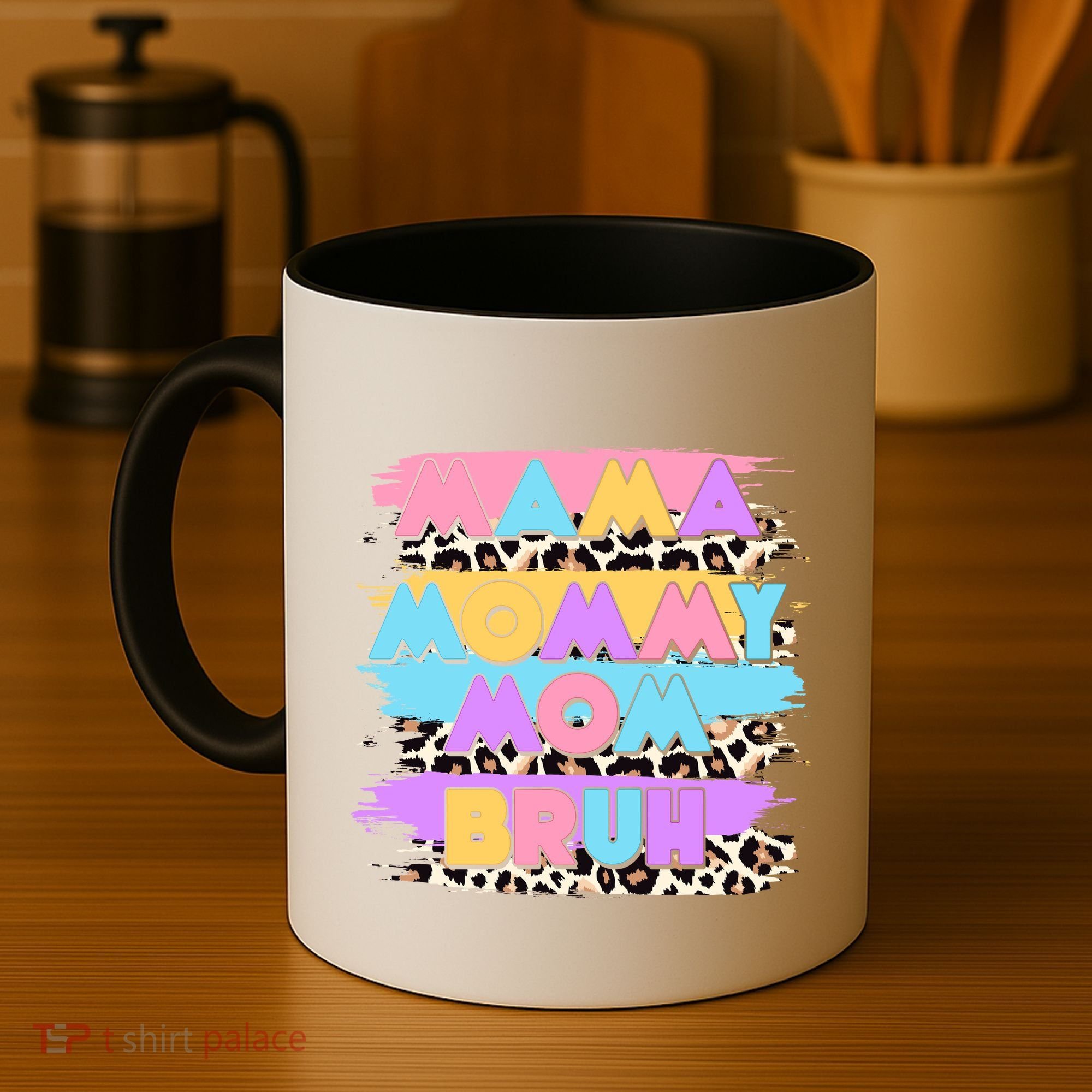 Retro 80's Leopard Print Mama Mommy Mom Bruh Coffee Mug