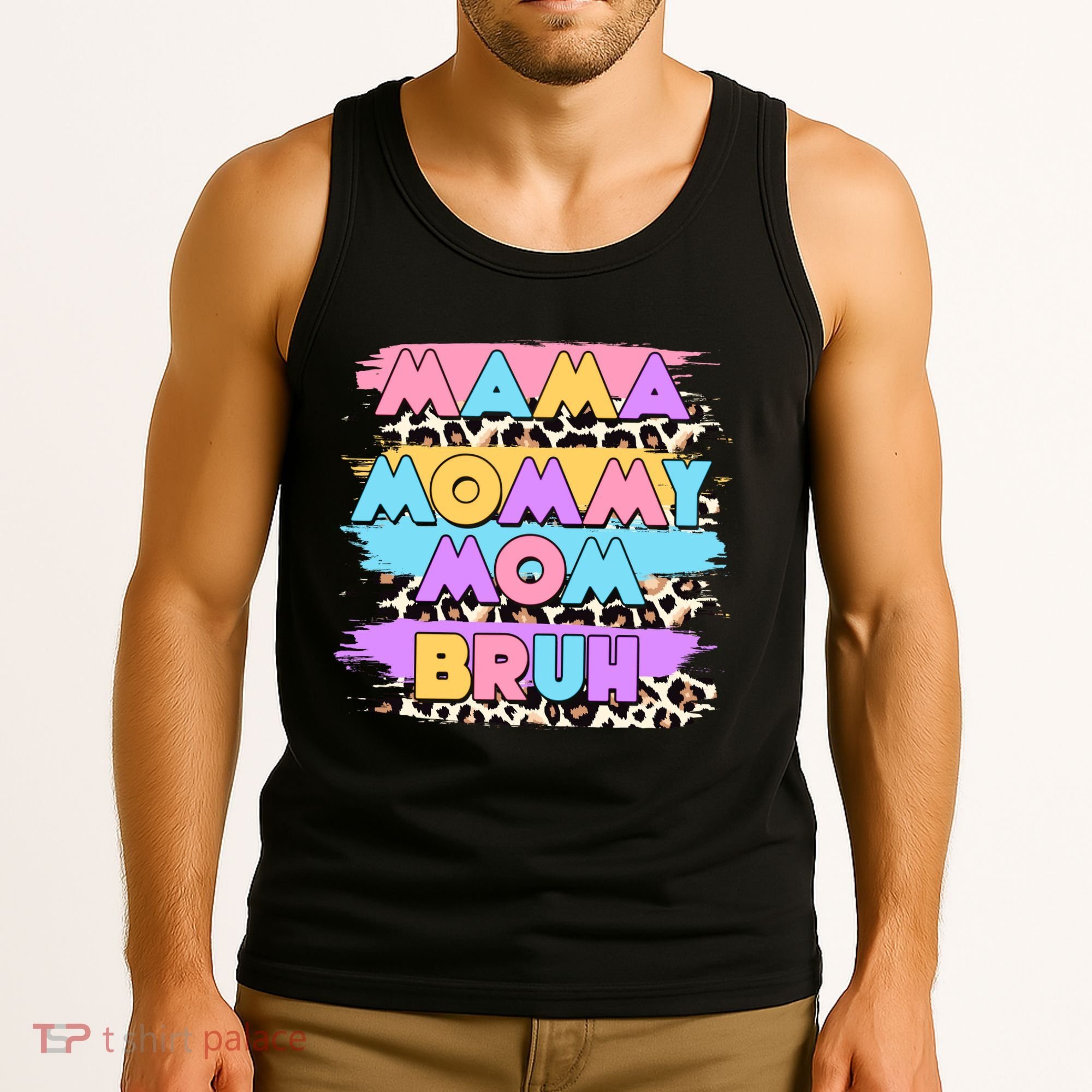 Retro 80's Leopard Print Mama Mommy Mom Bruh Tank Top