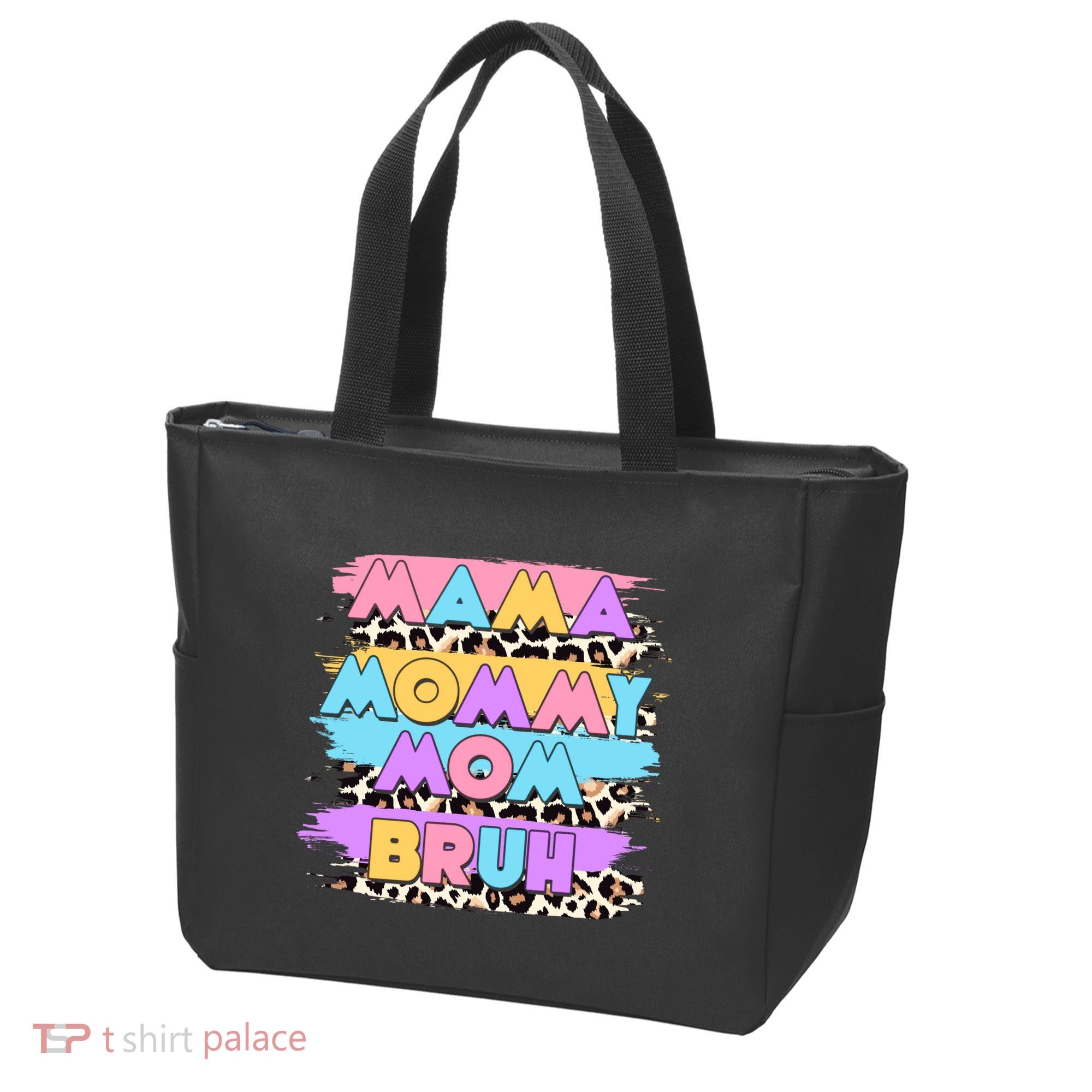 Retro 80's Leopard Print Mama Mommy Mom Bruh Tote Bag