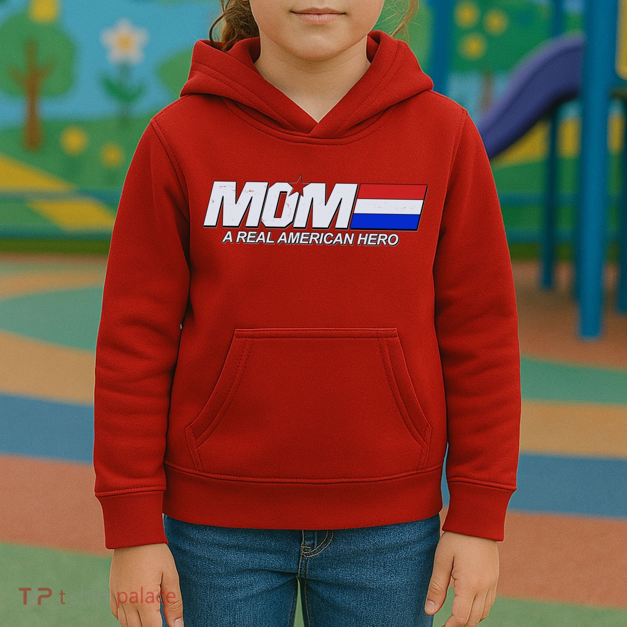 Retro 80's Mom A Real American Hero Kids Hoodie