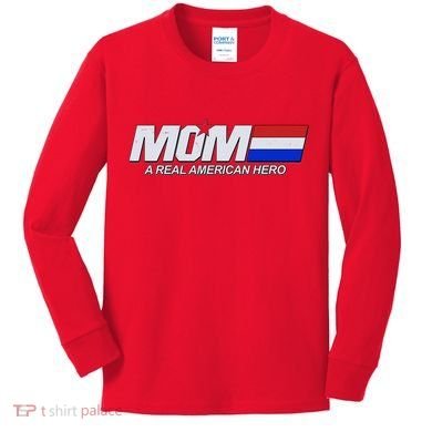 Retro 80's Mom A Real American Hero Kids Long Sleeve Shirt