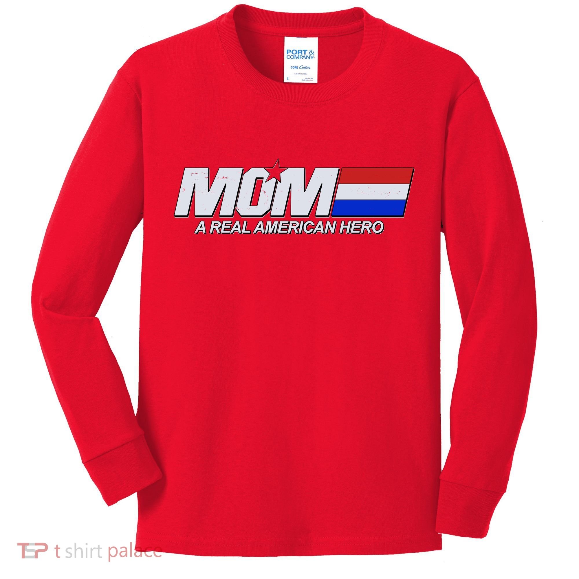 Retro 80's Mom A Real American Hero Kids Long Sleeve Shirt