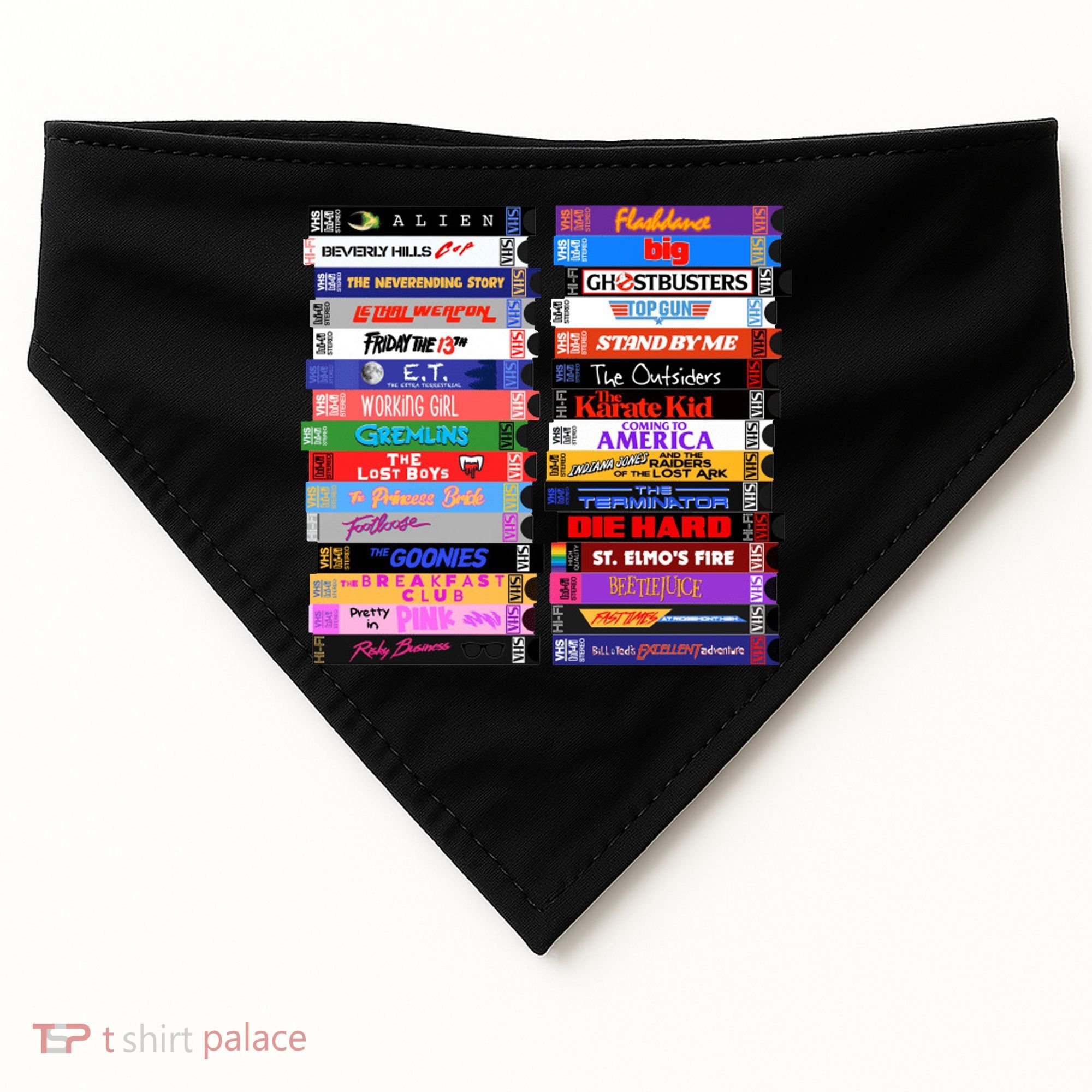 Retro 80s Movies Vhs Stacks USA-Made Doggie Bandana