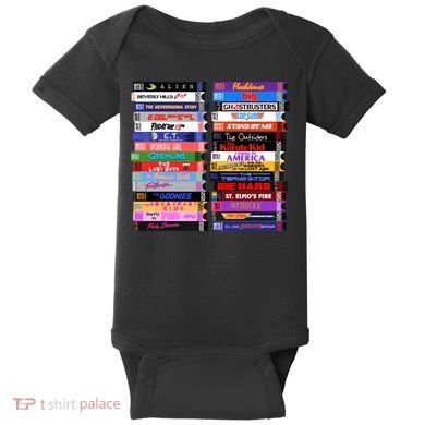Retro 80s Movies Vhs Stacks Baby Bodysuit