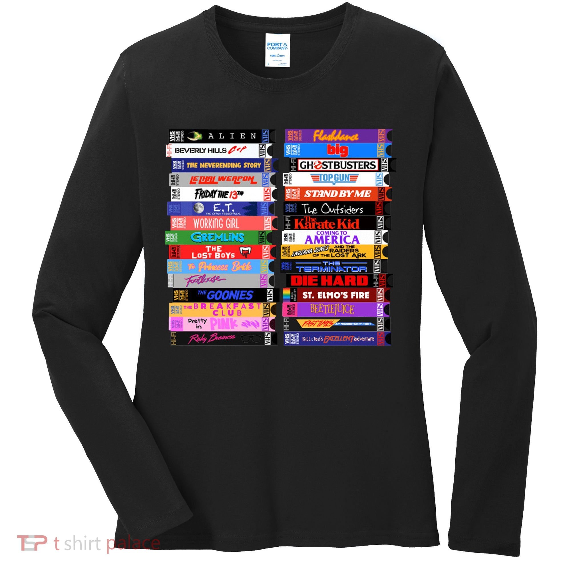 Retro 80s Movies Vhs Stacks Women's Long Sleeve Shirt