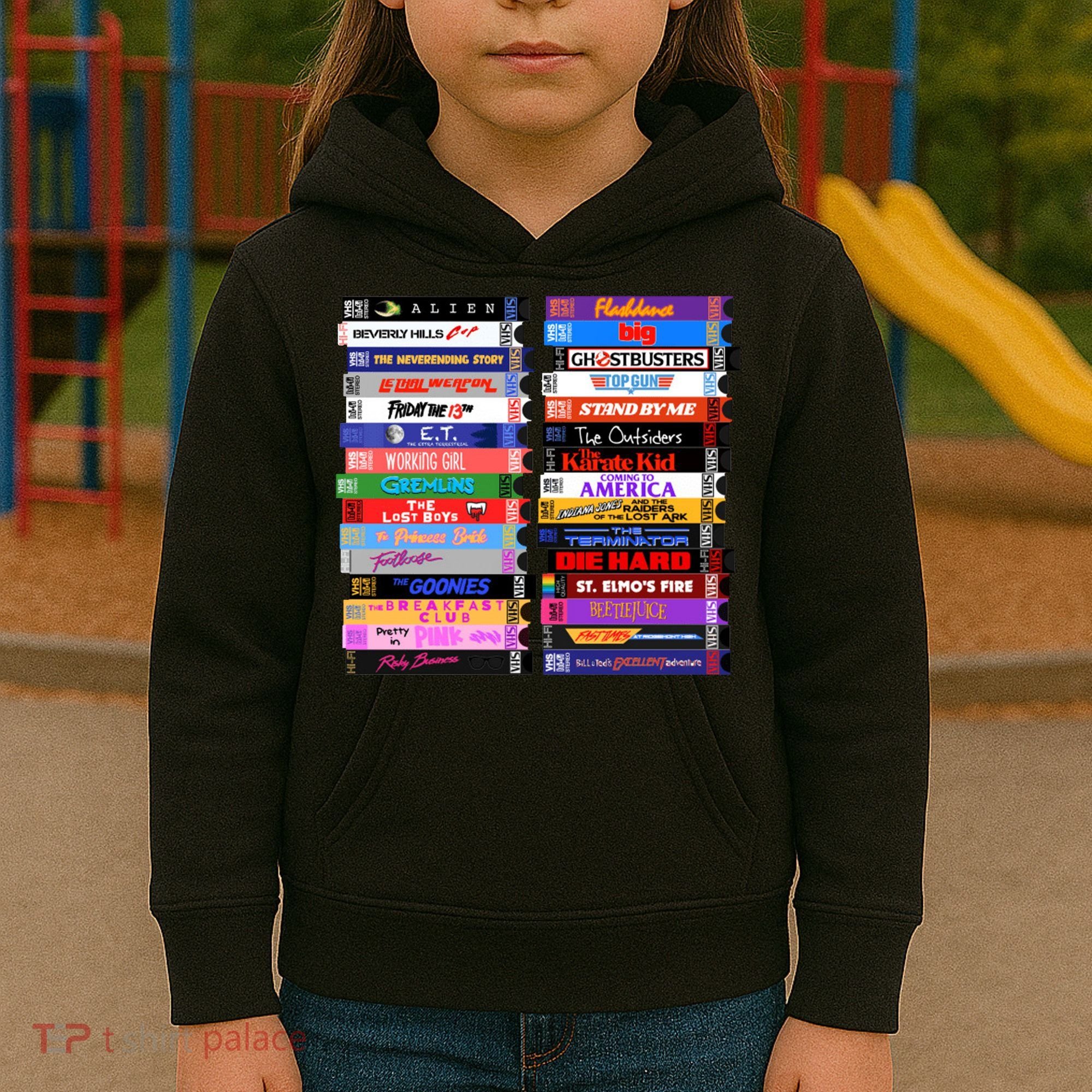 Retro 80s Movies Vhs Stacks Kids Hoodie