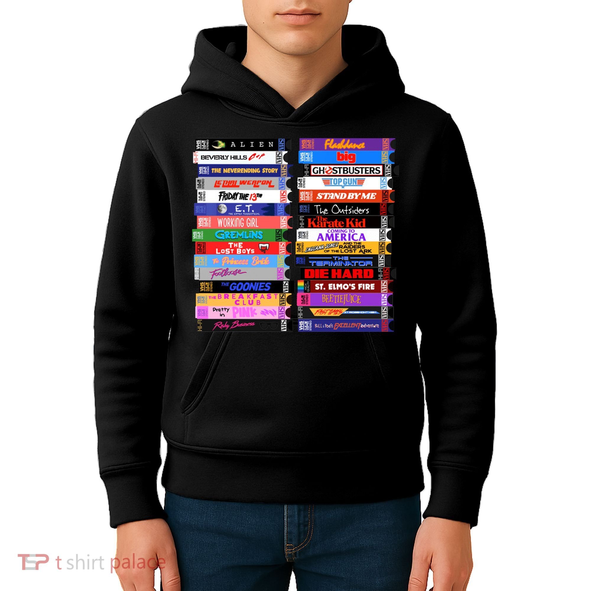 Retro 80s Movies Vhs Stacks Kids Hoodie