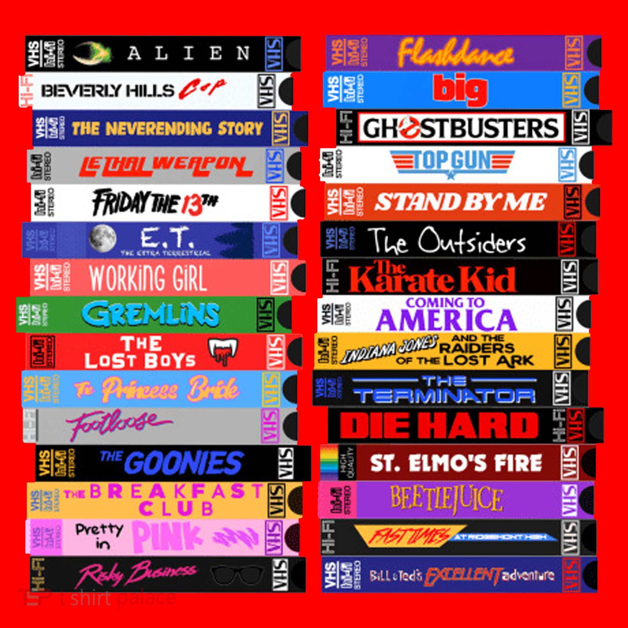 Retro 80s Movies Vhs Stacks Santa Hat