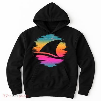 Retro 80's Neon Shark Fin Hoodie