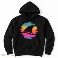 Retro 80's Neon Shark Fin Hoodie thumb 0
