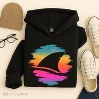 Retro 80's Neon Shark Fin Hoodie thumb 4
