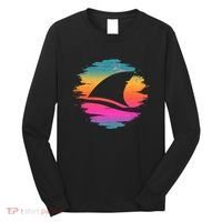 Retro 80's Neon Shark Fin Long Sleeve Shirt thumb 0