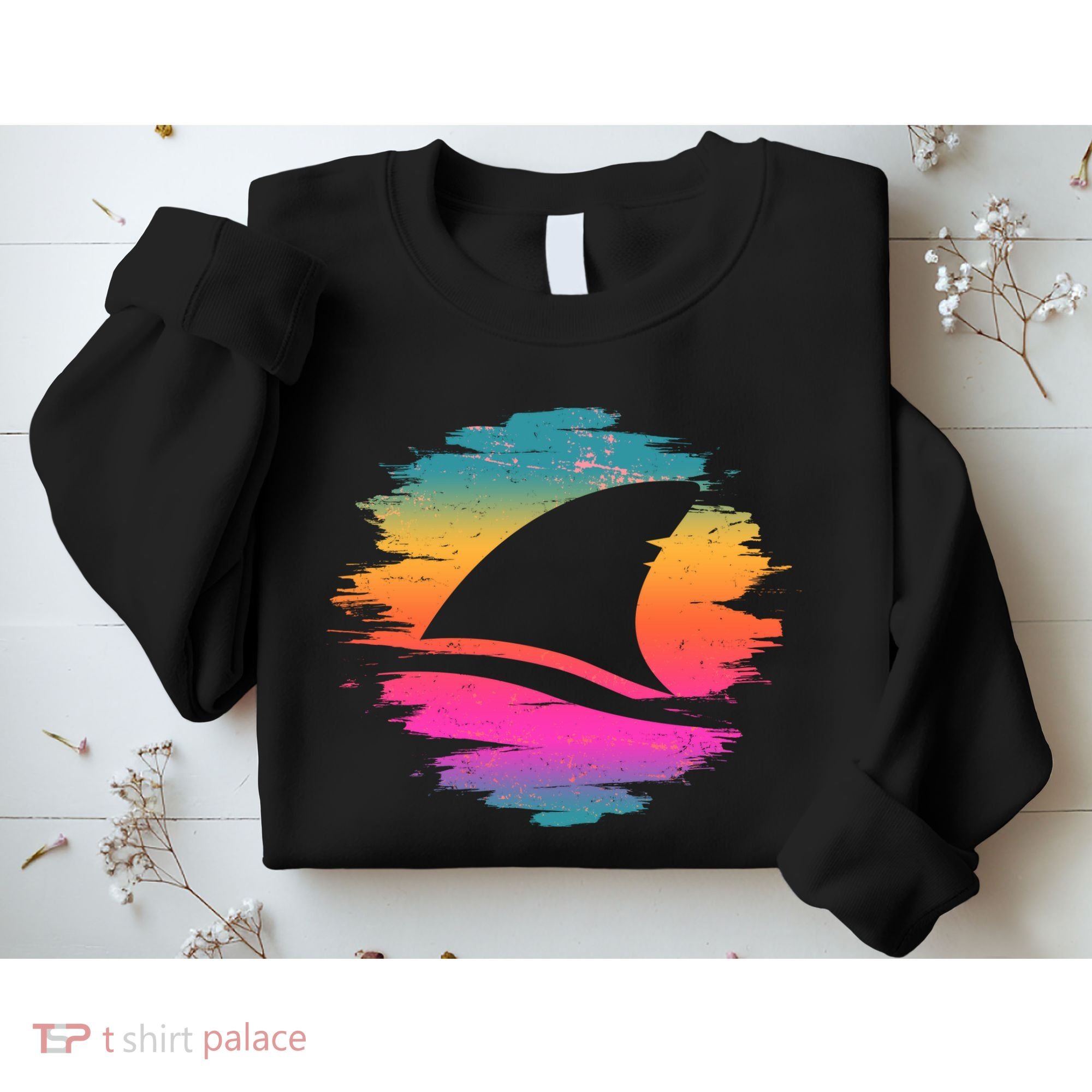Retro 80's Neon Shark Fin Sweatshirt