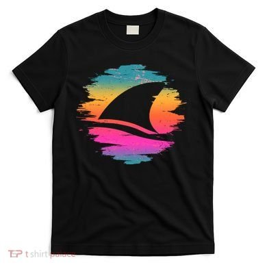 Retro 80's Neon Shark Fin T-Shirt