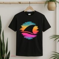 Retro 80's Neon Shark Fin T-Shirt thumb 2