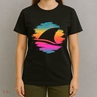 Retro 80's Neon Shark Fin T-Shirt thumb 4