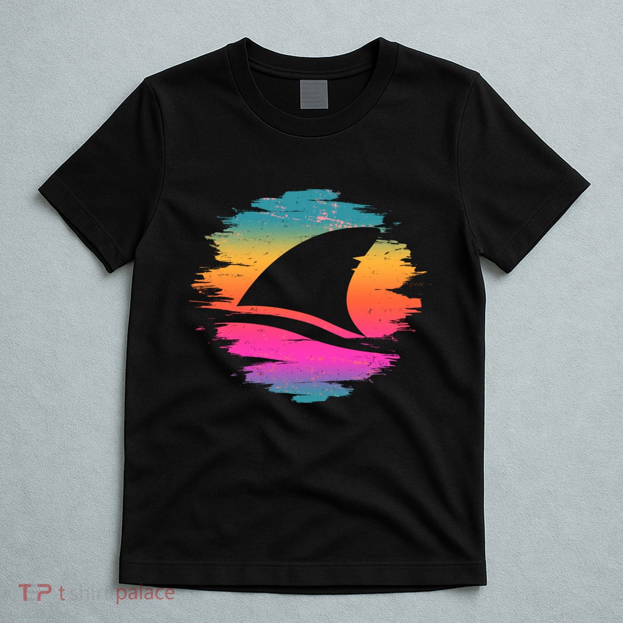 Retro 80's Neon Shark Fin T-Shirt