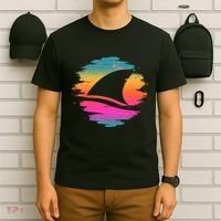 Retro 80's Neon Shark Fin T-Shirt thumb 6