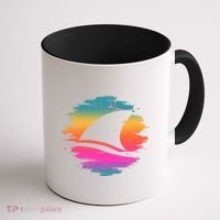 Retro 80's Neon Shark Fin Coffee Mug thumb 1