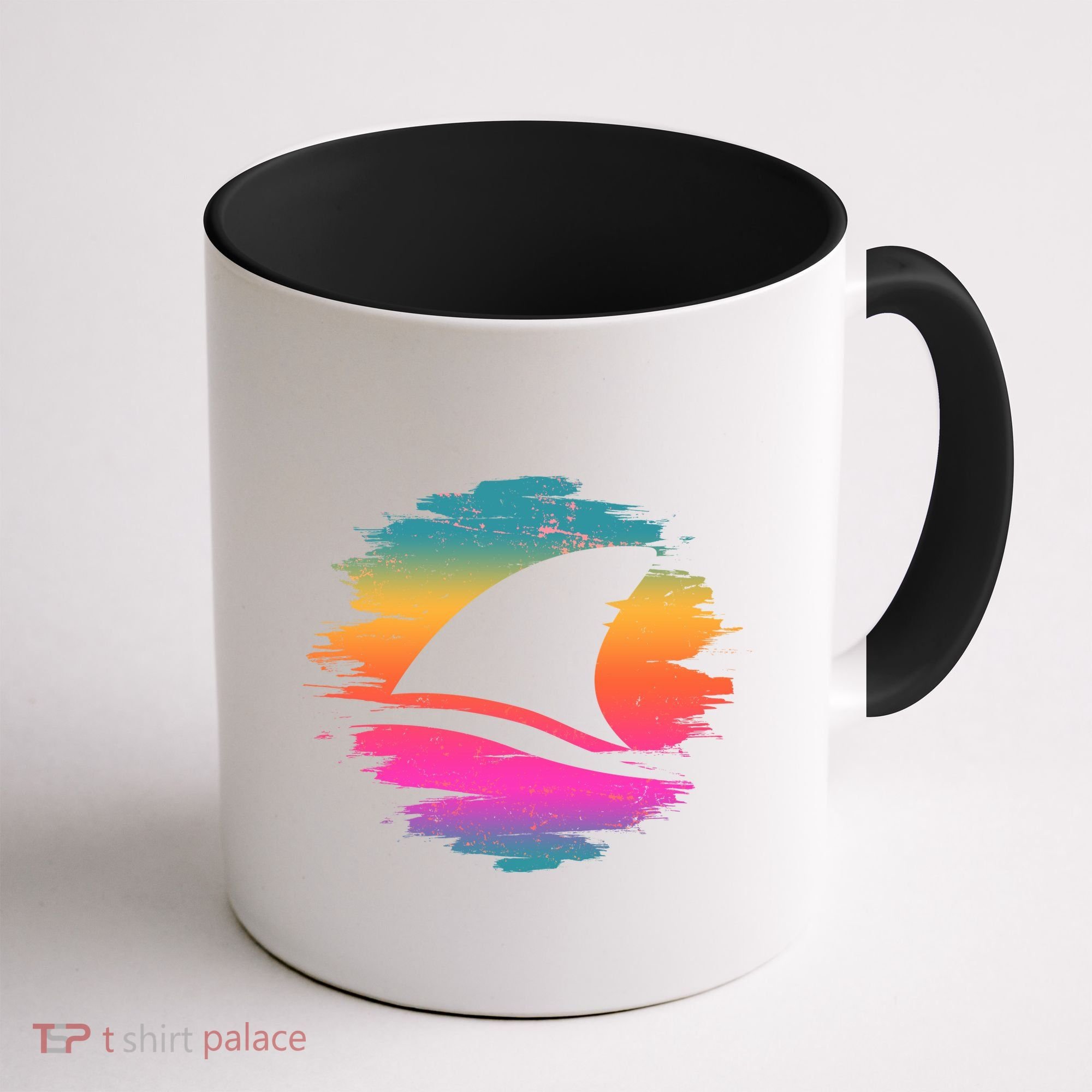 Retro 80's Neon Shark Fin Coffee Mug