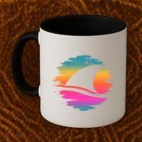 Retro 80's Neon Shark Fin Coffee Mug thumb 2