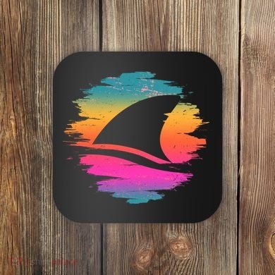 Retro 80's Neon Shark Fin Coaster
