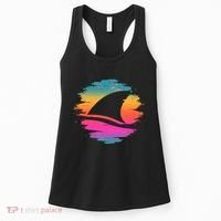 Retro 80's Neon Shark Fin Women's Tank Top thumb 0