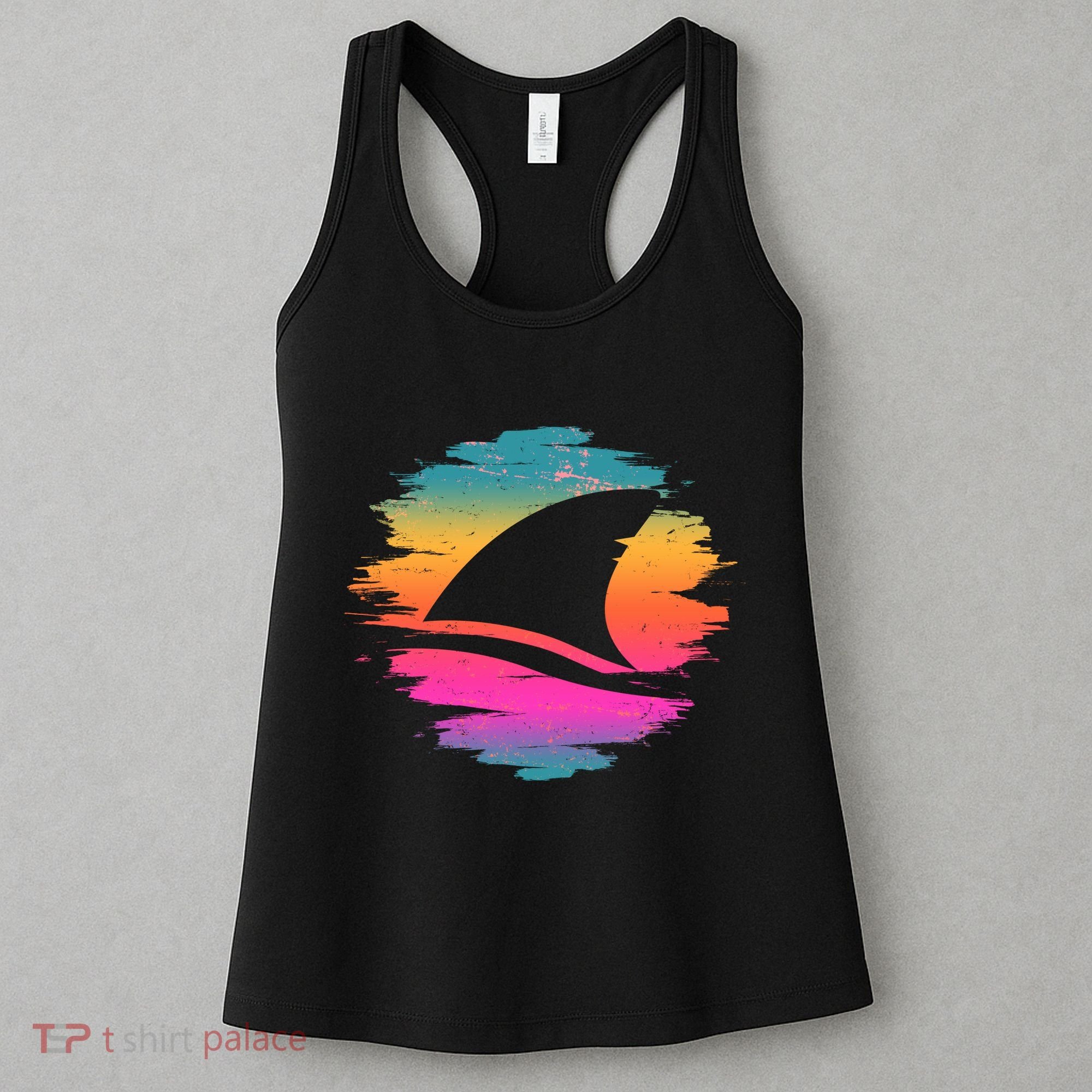Retro 80's Neon Shark Fin Women's Tank Top