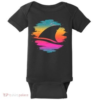 Retro 80's Neon Shark Fin Baby Bodysuit