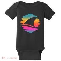 Retro 80's Neon Shark Fin Baby Bodysuit thumb 0