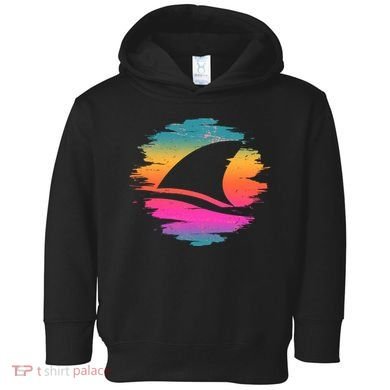 Retro 80's Neon Shark Fin Toddler Hoodie