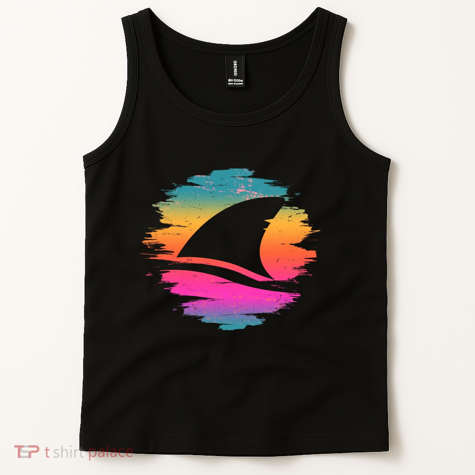 Retro 80's Neon Shark Fin Tank Top