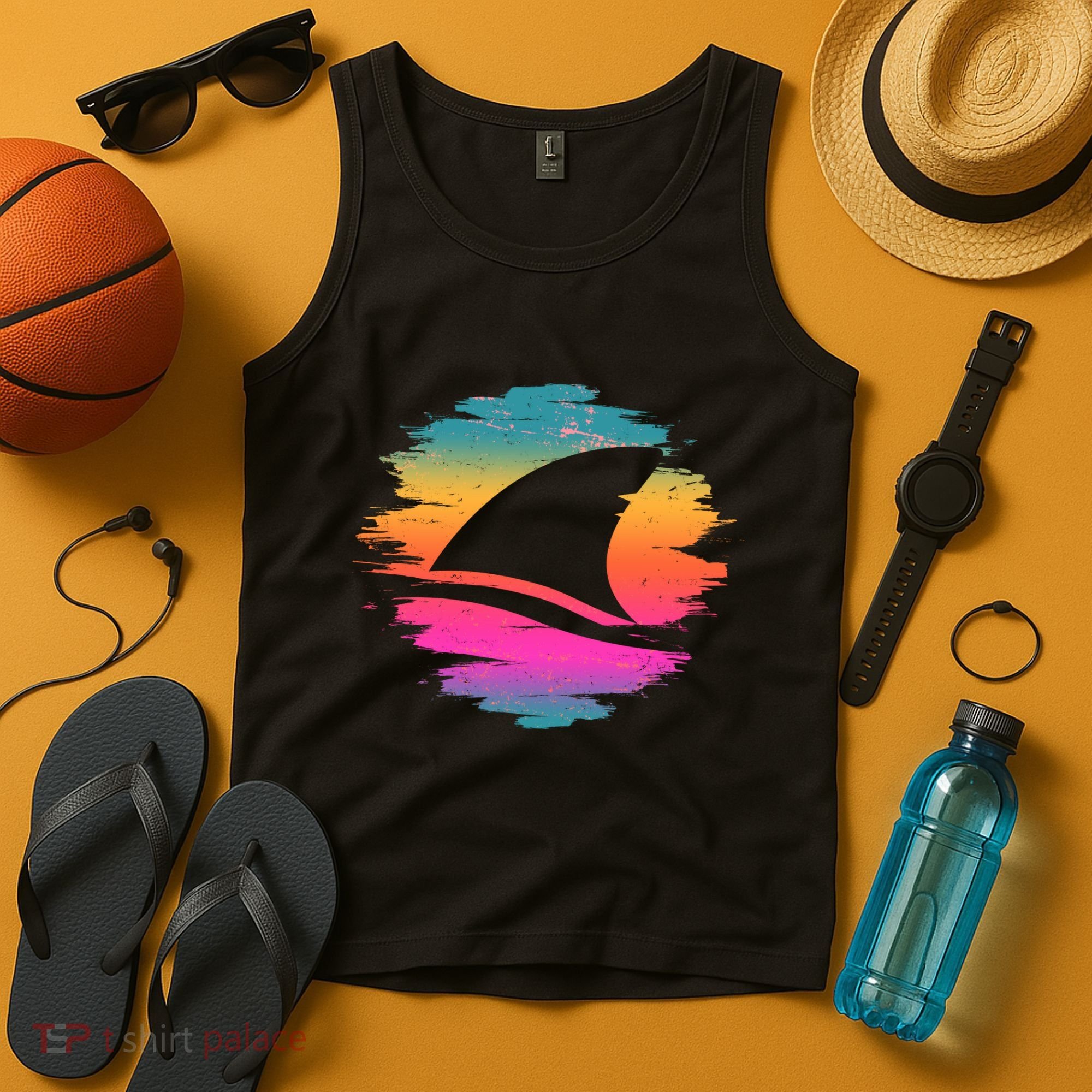 Retro 80's Neon Shark Fin Tank Top