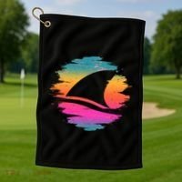 Retro 80's Neon Shark Fin Golf Towel thumb 1
