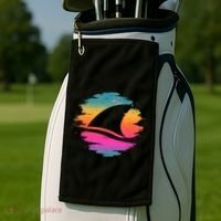 Retro 80's Neon Shark Fin Golf Towel thumb 2