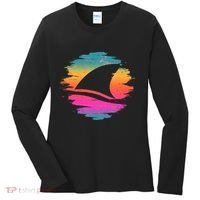 Retro 80's Neon Shark Fin Women's Long Sleeve Shirt thumb 0