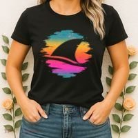 Retro 80's Neon Shark Fin Women's T-Shirt thumb 2