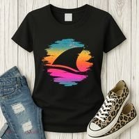 Retro 80's Neon Shark Fin Women's T-Shirt thumb 3