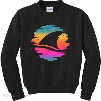 Retro 80's Neon Shark Fin Kids Sweatshirt