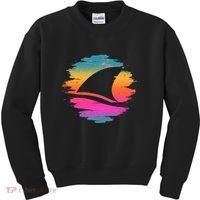 Retro 80's Neon Shark Fin Kids Sweatshirt thumb 0