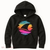 Retro 80's Neon Shark Fin Kids Hoodie thumb 0