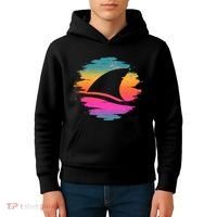 Retro 80's Neon Shark Fin Kids Hoodie thumb 4