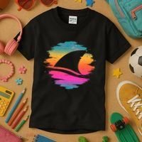 Retro 80's Neon Shark Fin Kids T-Shirt thumb 3