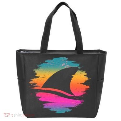 Retro 80's Neon Shark Fin Tote Bag