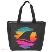 Retro 80's Neon Shark Fin Tote Bag thumb 0