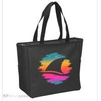 Retro 80's Neon Shark Fin Tote Bag thumb 2