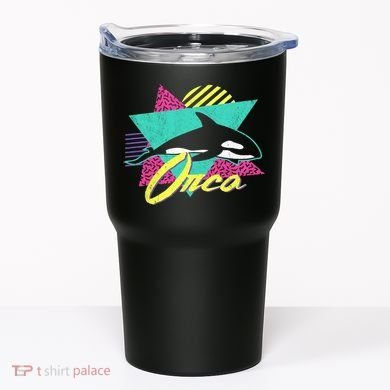 Retro 80s Or 90s Orca Killer Whale Tumbler