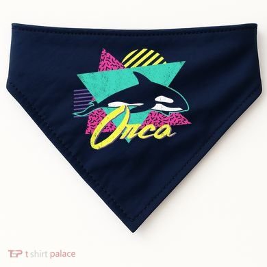 Retro 80s Or 90s Orca Killer Whale USA-Made Doggie Bandana