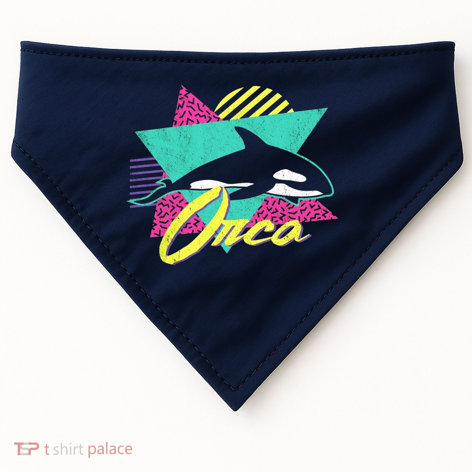 Retro 80s Or 90s Orca Killer Whale USA-Made Doggie Bandana