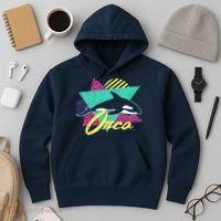 Retro 80s Or 90s Orca Killer Whale Hoodie thumb 3